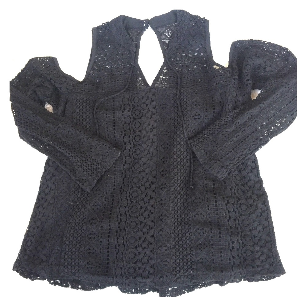 Hollister Black Lace Open Shoulder Top